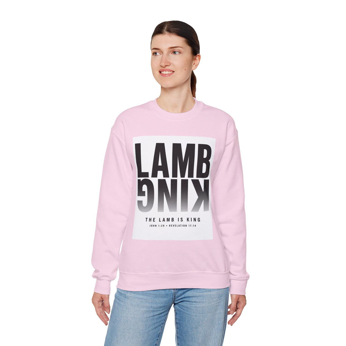 Lamb King Crewneck Sweatshirt — "The Lamb Is King" Christian Graphic Pullover