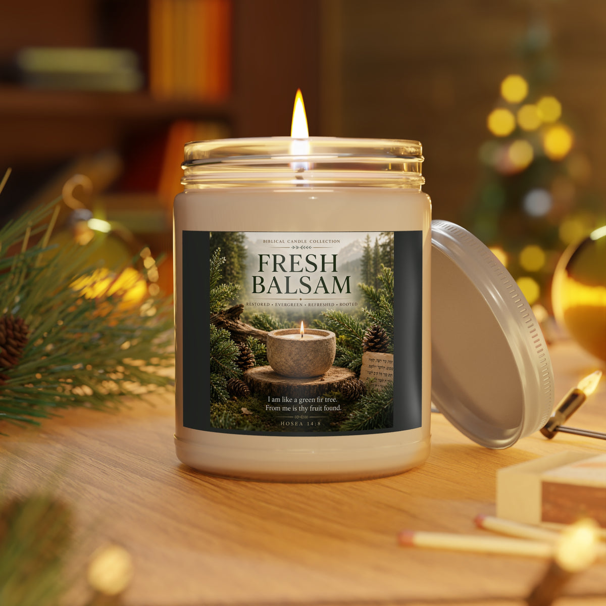 Fresh Balsam Soy Candle 9oz – Scented Jar Candle with White Lid