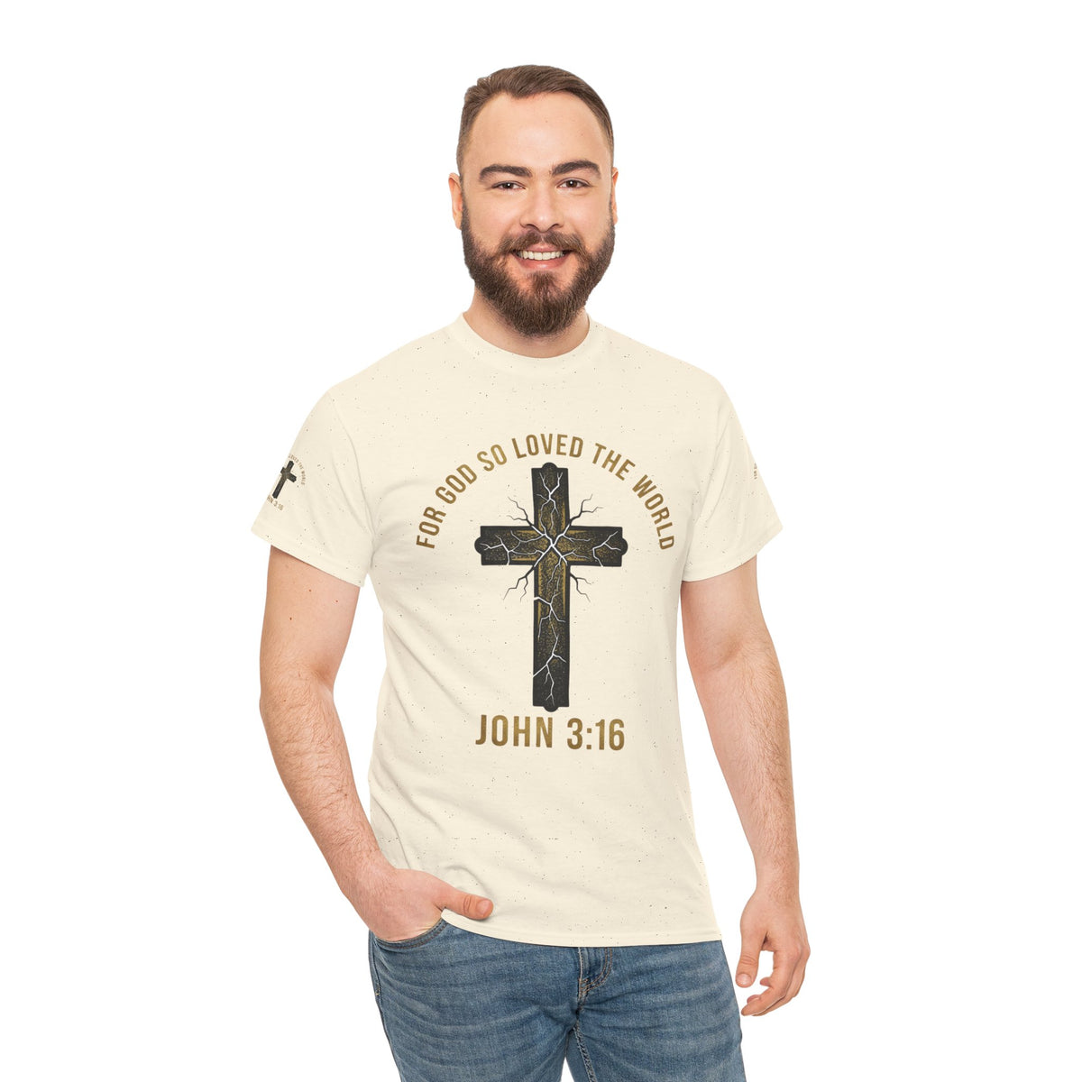 John 3:16 Cross T-Shirt — "For God So Loved the World" Christian Tee