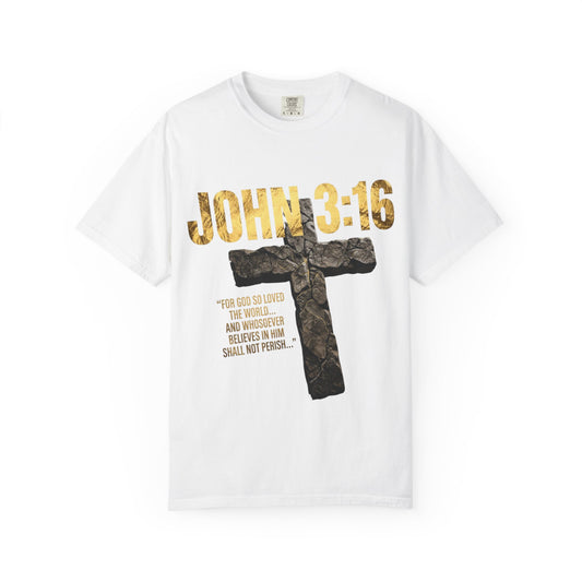 John 3:16 Cross T-Shirt — Christian Faith Scripture Tee