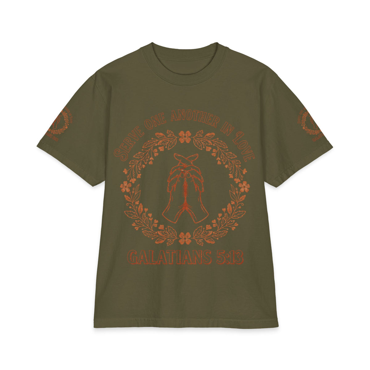 Galatians 5:13 Prayer Hands T-Shirt — Serve One Another in Love Christian Tee