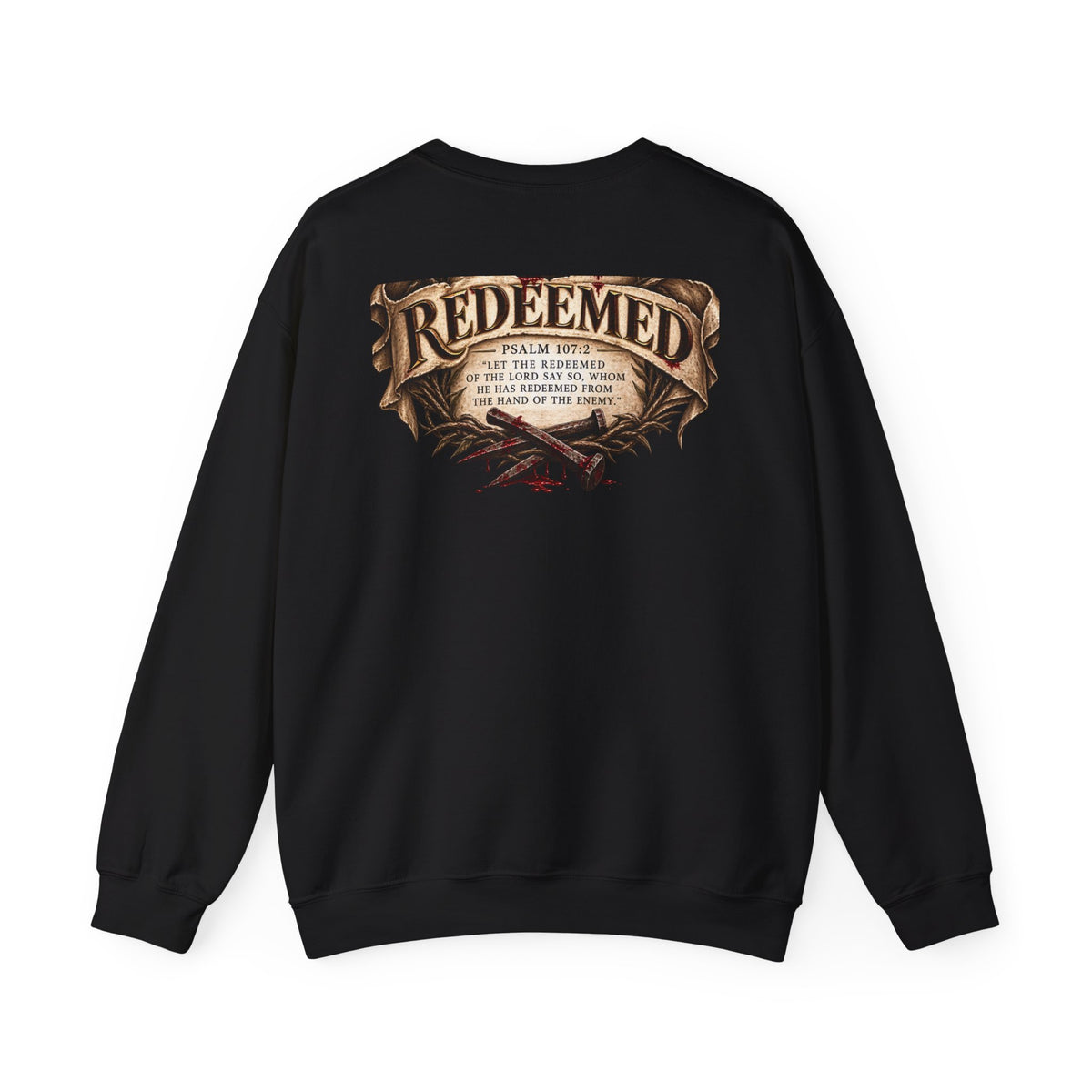 Redeemed Cross Sweatshirt — Christian Faith Crewneck (crown of thorns design)