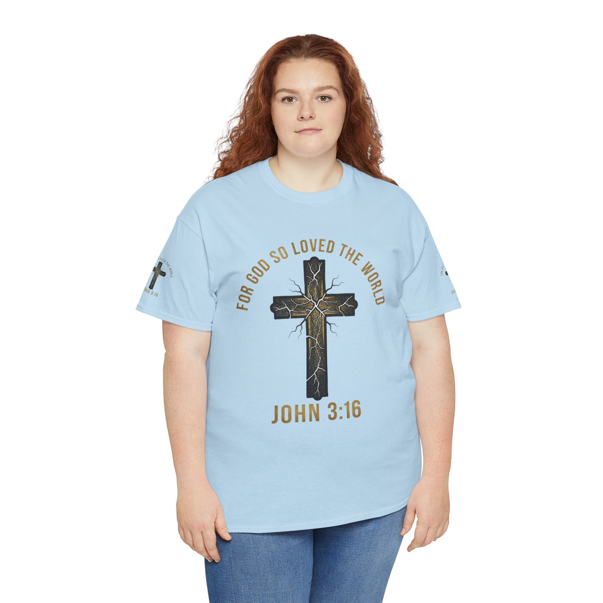John 3:16 Cross T-Shirt — "For God So Loved the World" Christian Tee