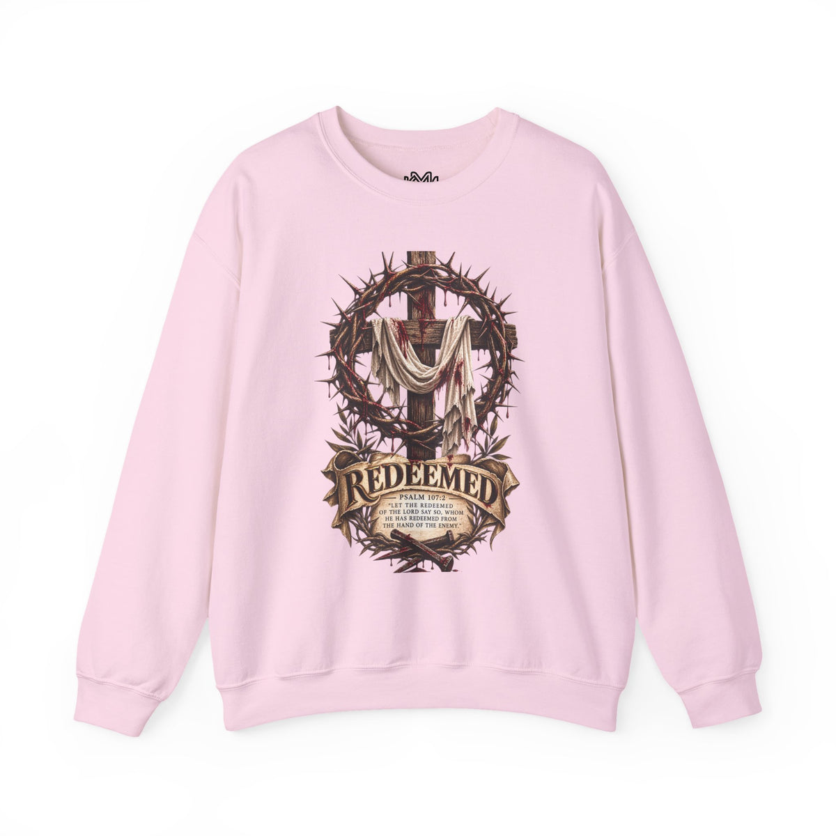 Redeemed Cross Sweatshirt — Christian Faith Crewneck (crown of thorns design)