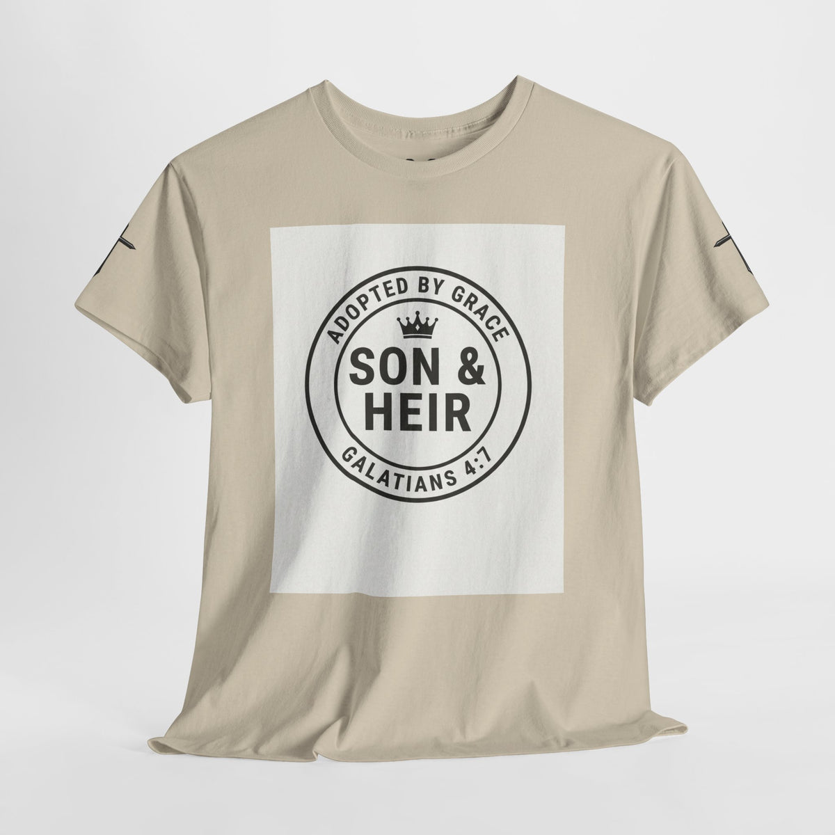 Christian Son & Heir T-Shirt — 'Adopted by Grace' Faith Tee with Jesus Prayer Design