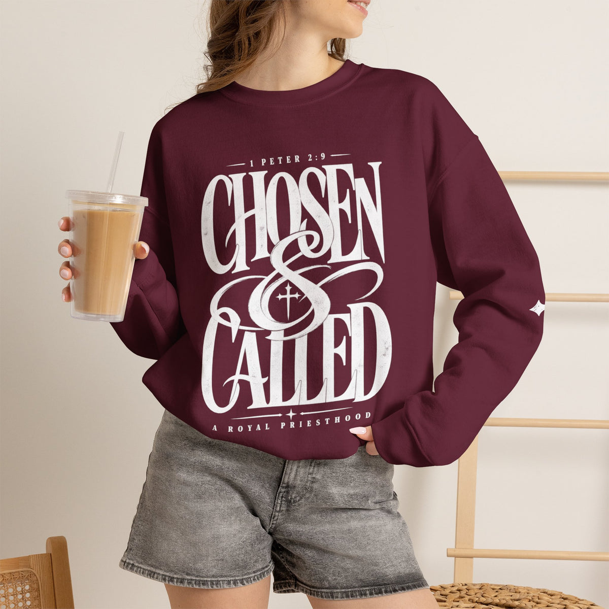 Chosen & Called Crewneck Sweatshirt — Christian Faith Apparel, 'A Royal Priesthood' Gospel Pullover