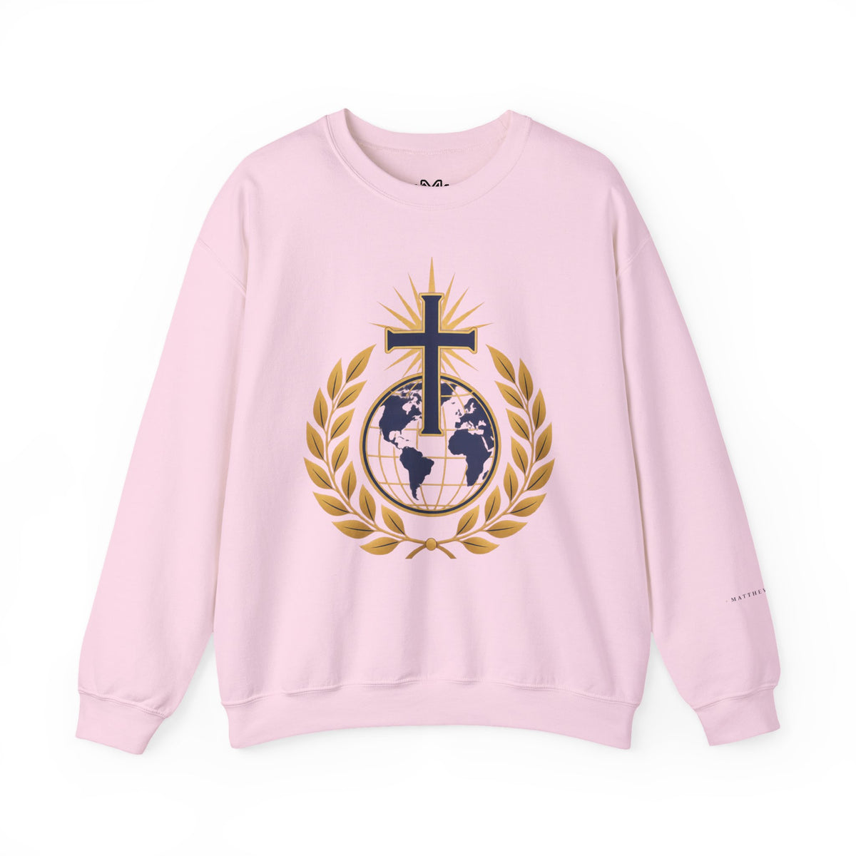 Great Commission Crewneck Sweatshirt — Christian Cross Globe Design