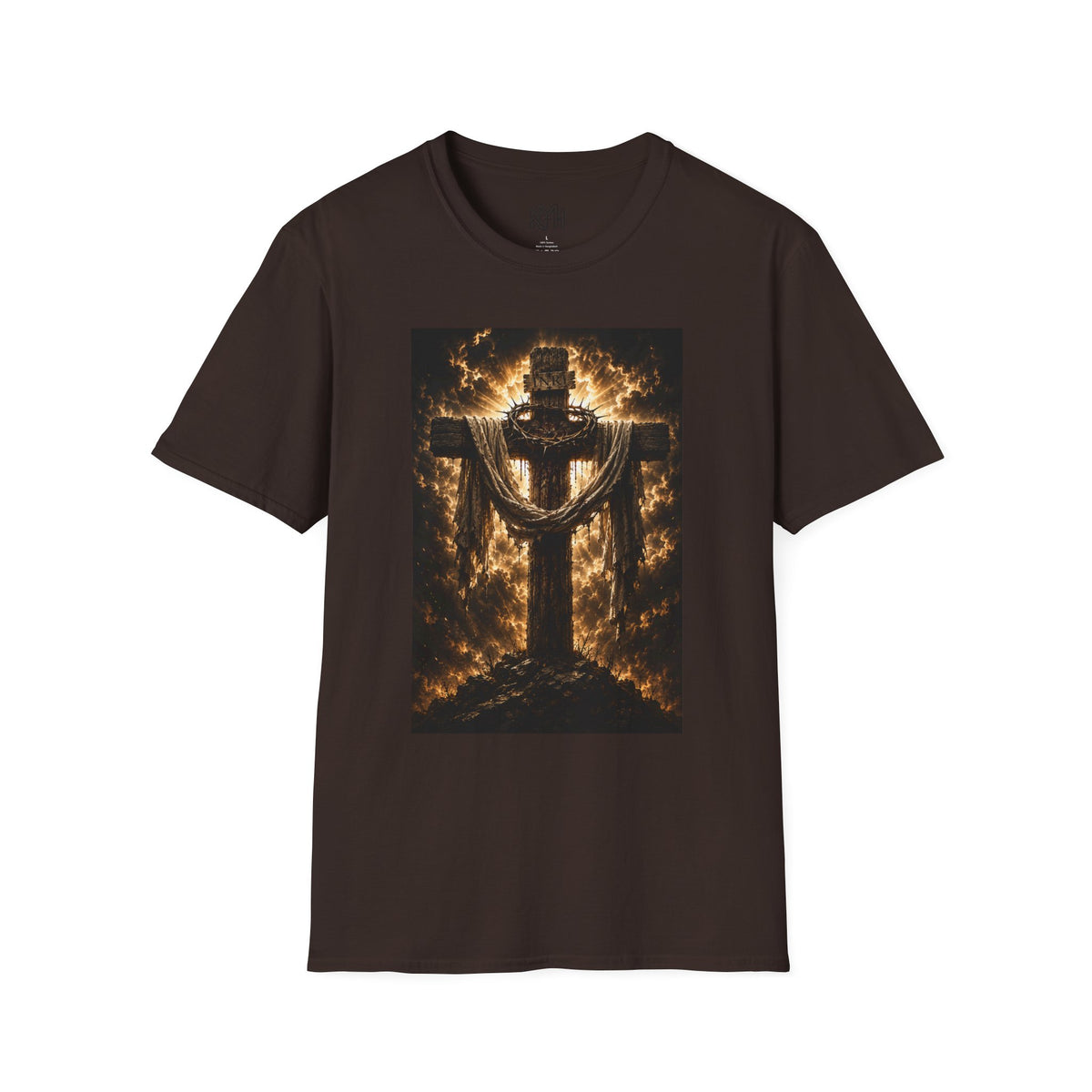 Fiery Cross Christian T-Shirt — Glowing Resurrection Design