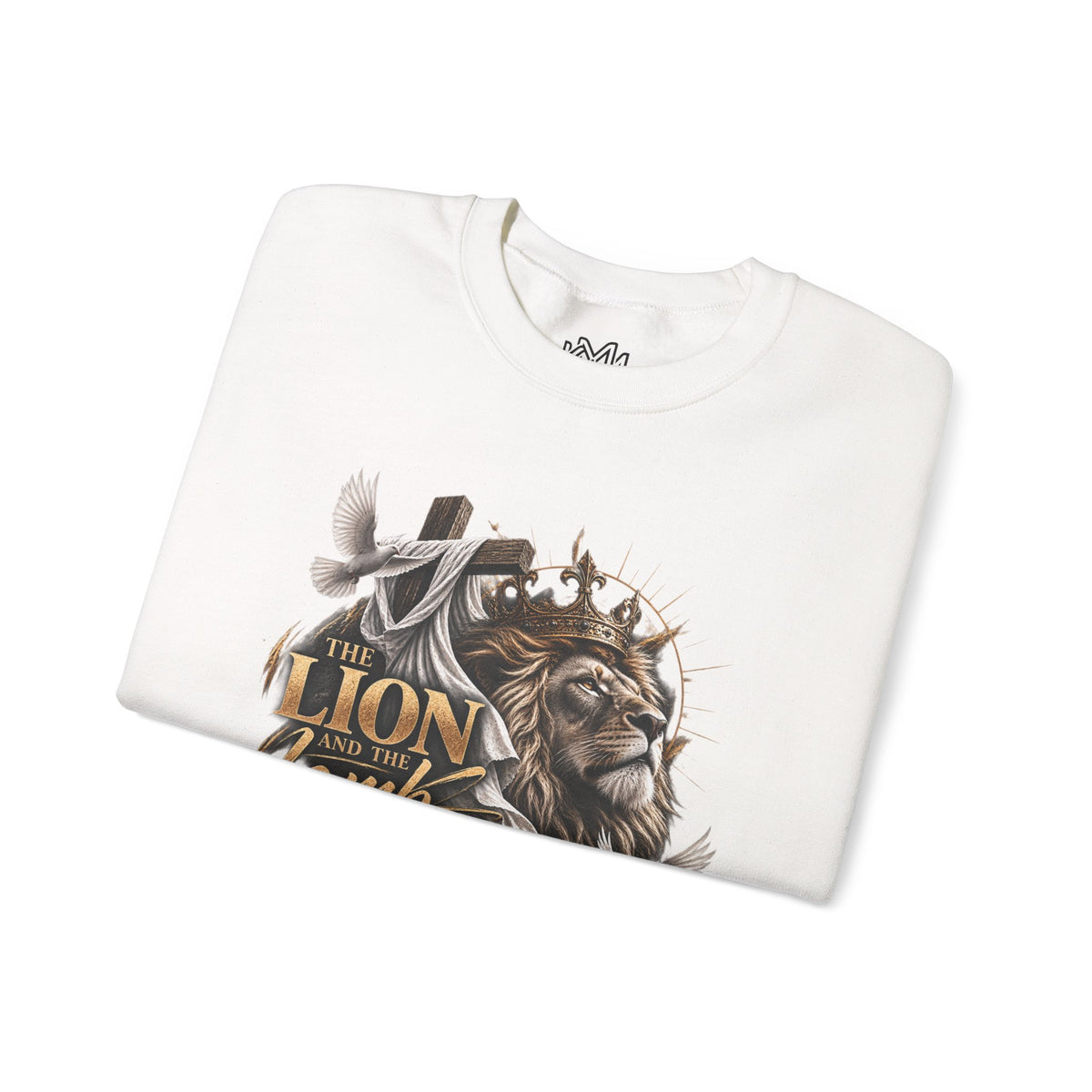 Lion and Lamb Crewneck Sweatshirt — "The Lion and the Lamb" Christian Graphic Pullover