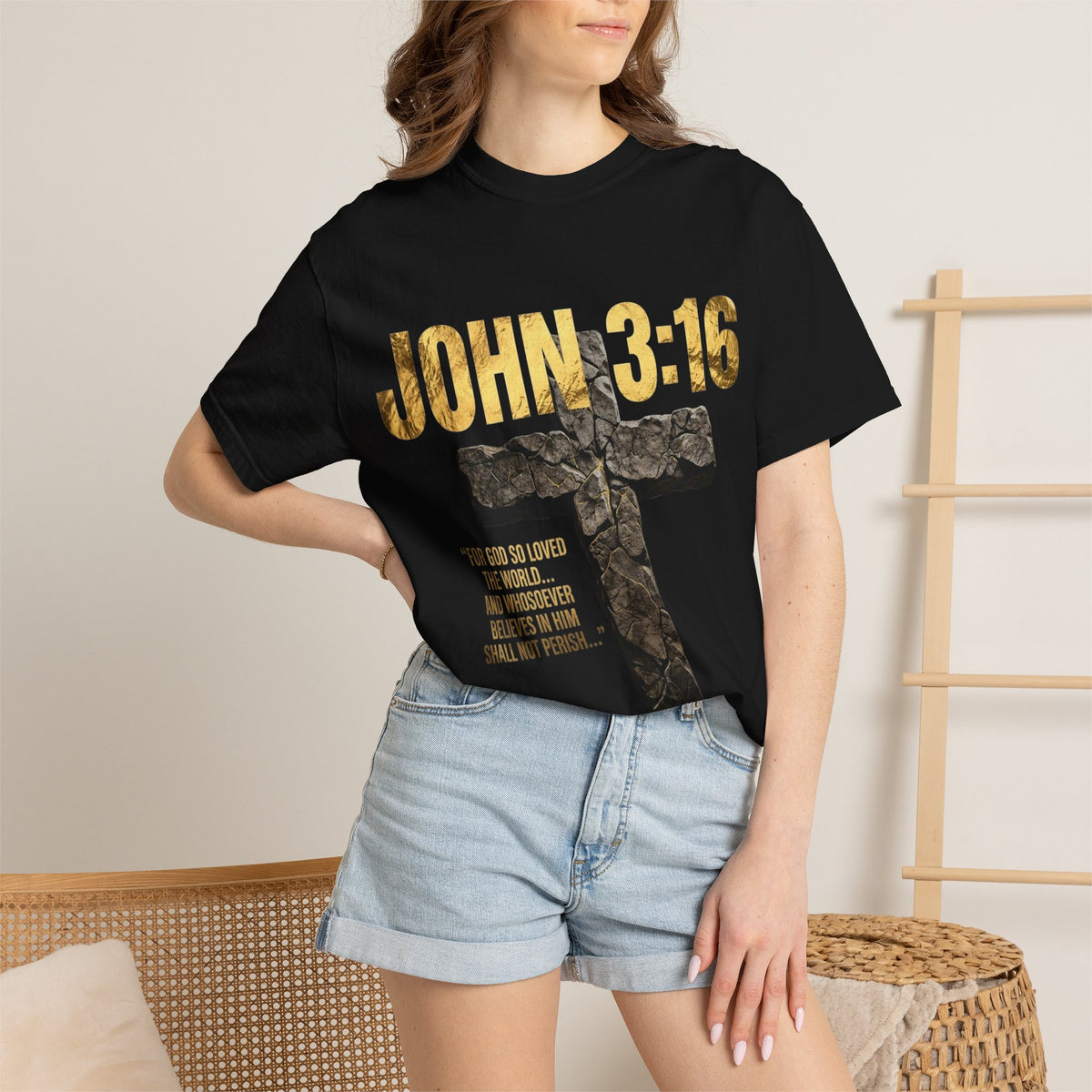 John 3:16 Cross T-Shirt — Christian Faith Scripture Tee
