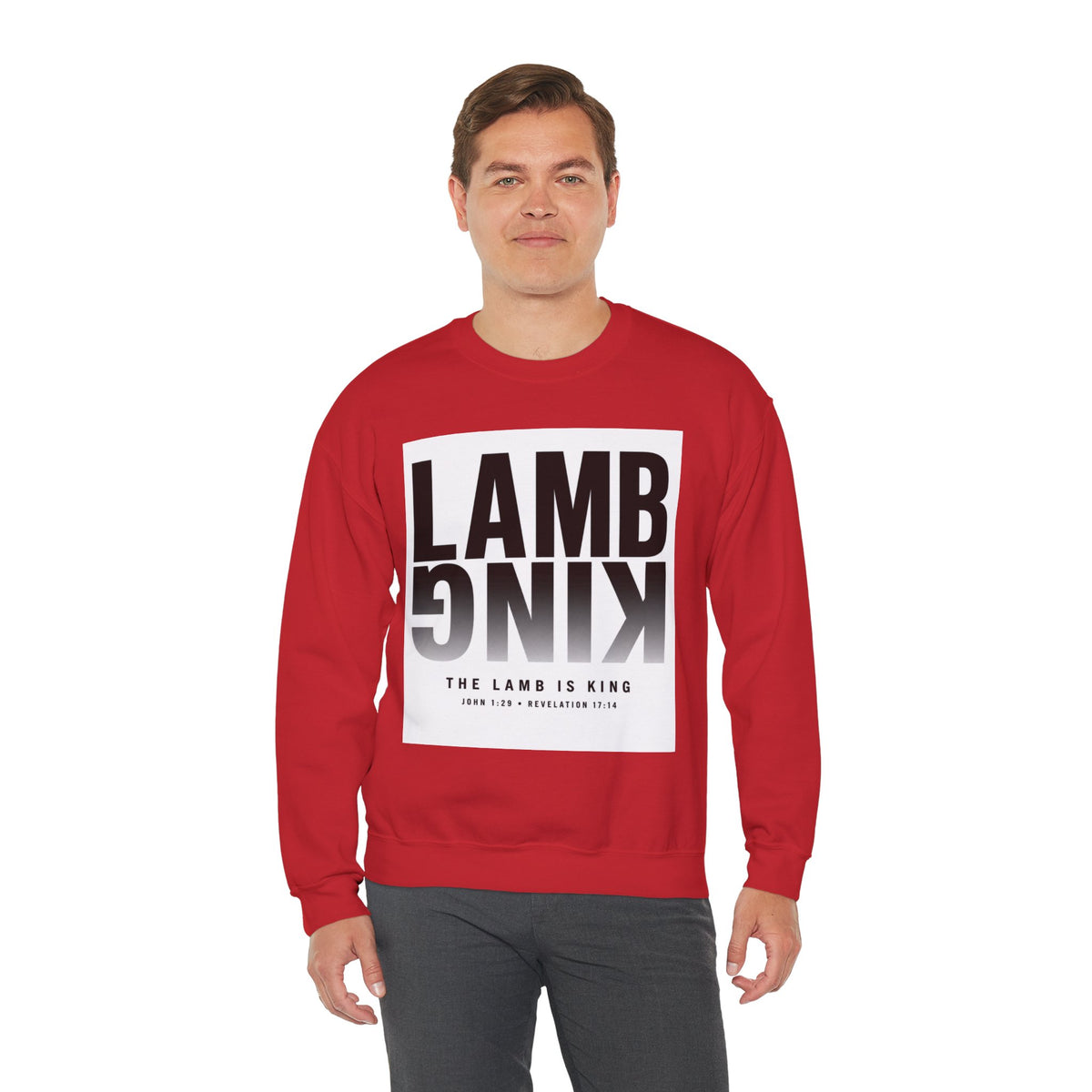 Lamb King Crewneck Sweatshirt — "The Lamb Is King" Christian Graphic Pullover