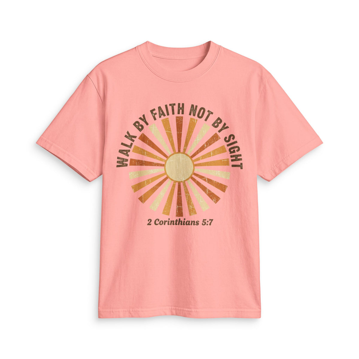 Faith Sunrise T-Shirt — "Walk by Faith Not by Sight" (2 Corinthians 5:7)