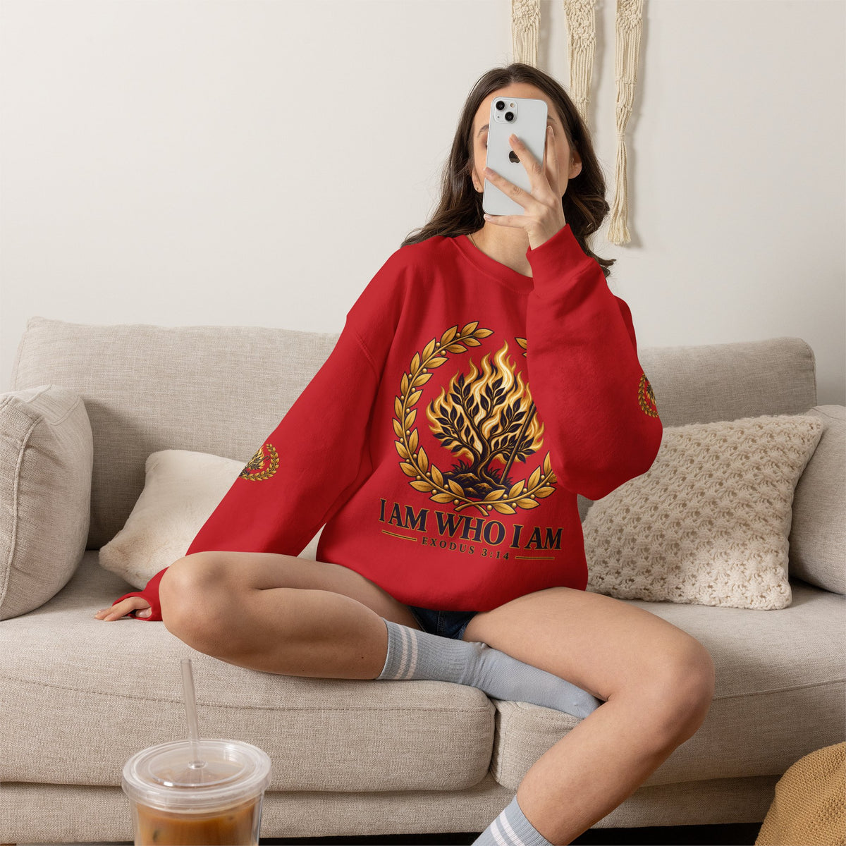 Crewneck Sweatshirt — "I Am Who I Am" Exodus 3:14 Inspirational Pullover