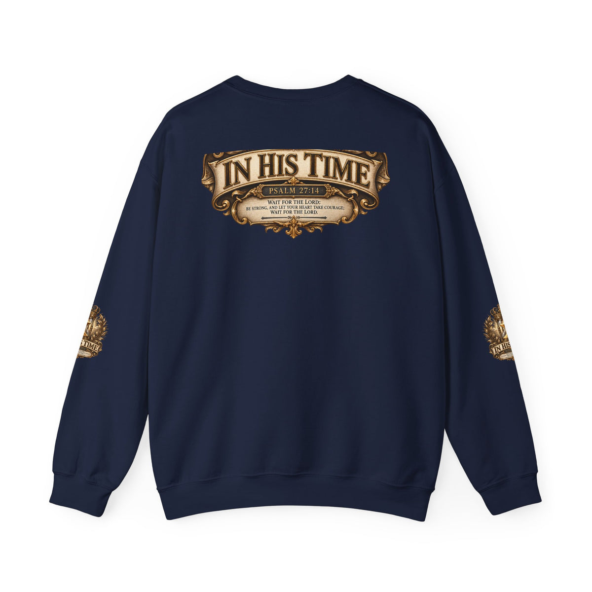 In His Time Crewneck Sweatshirt – Inspirational Christian Scripture Hourglass Design