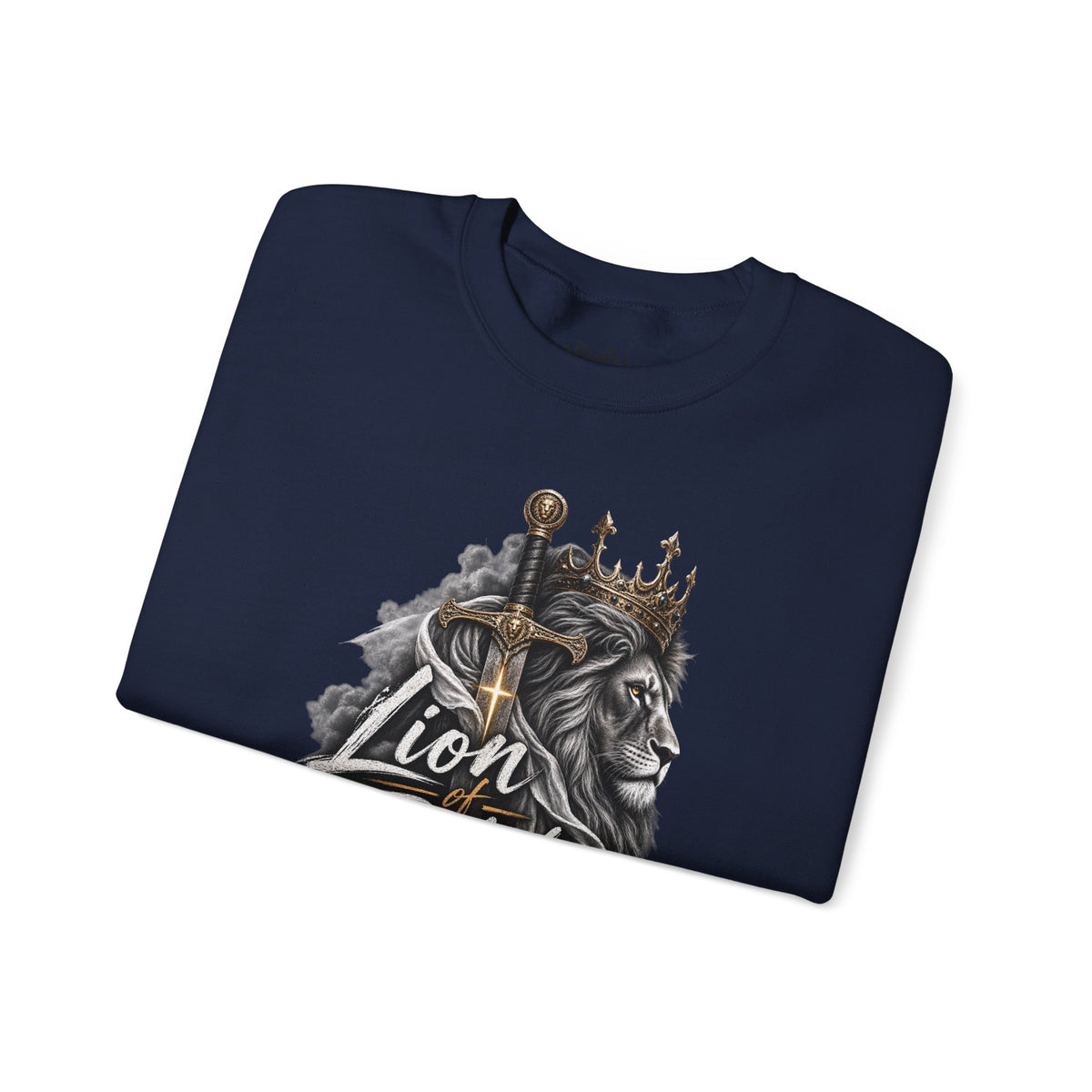 Lion of Judah Sweatshirt — Christian Lion Crewneck with Crown & Ichthys Back