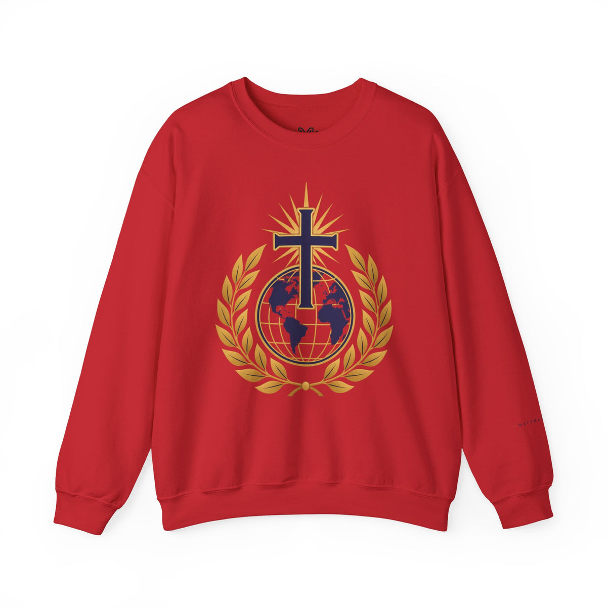 Great Commission Crewneck Sweatshirt — Christian Cross Globe Design