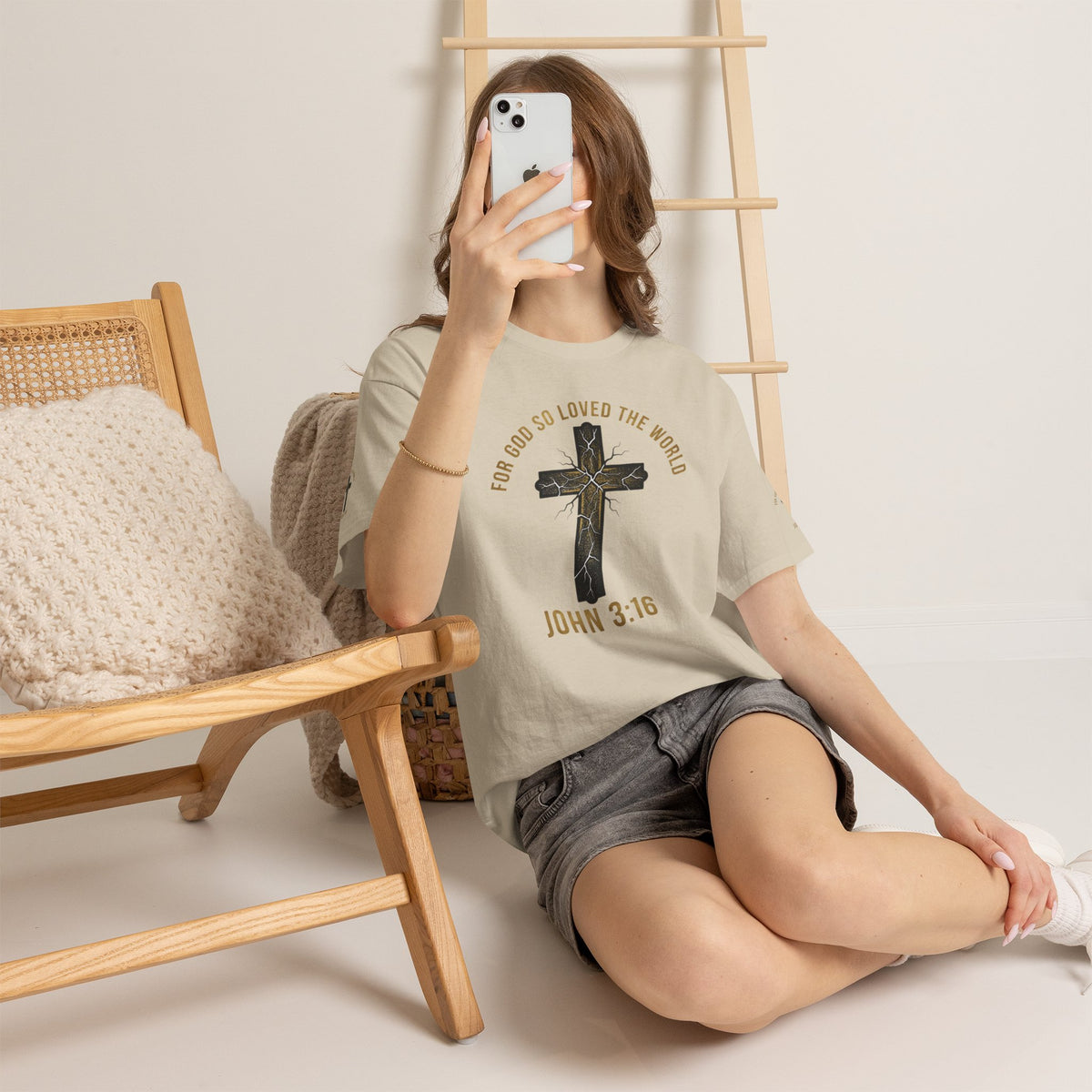 John 3:16 Cross T-Shirt — "For God So Loved the World" Christian Tee