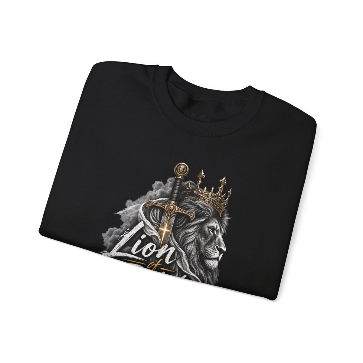 Lion of Judah Sweatshirt — Christian Lion Crewneck with Crown & Ichthys Back