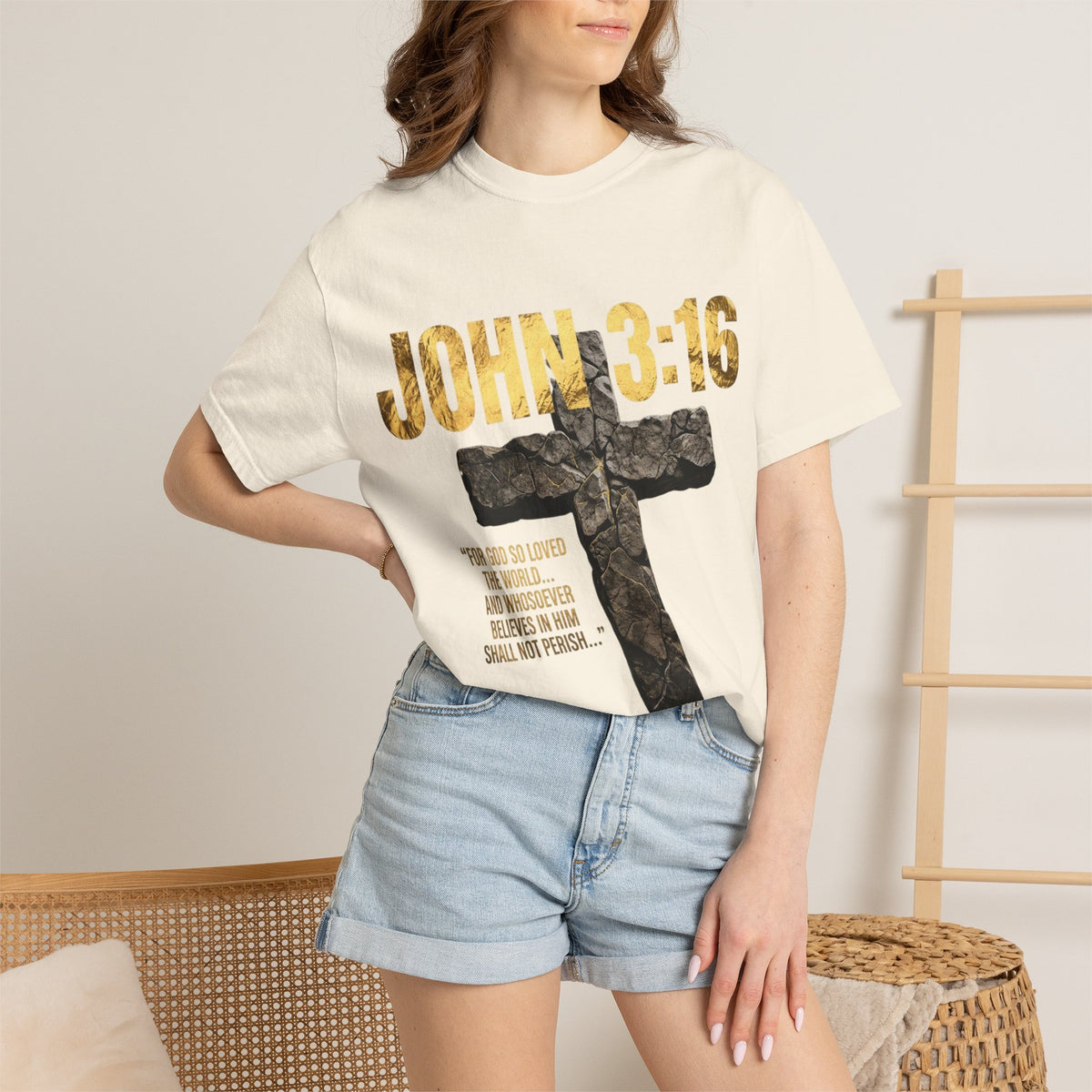 John 3:16 Cross T-Shirt — Christian Faith Scripture Tee