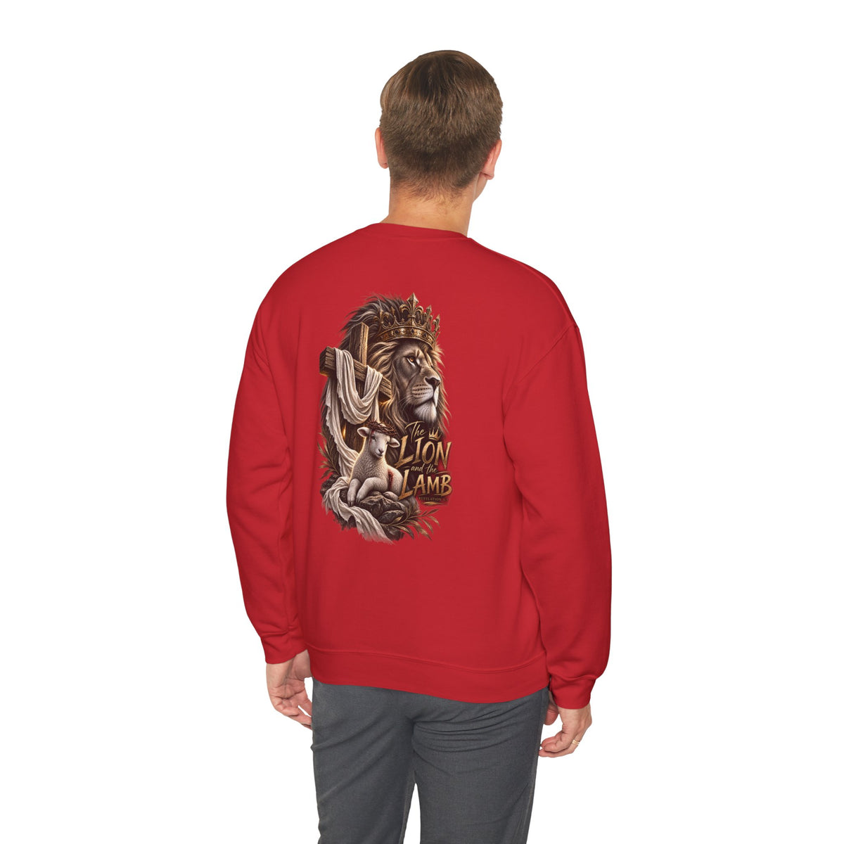 Lion and Lamb Crewneck Sweatshirt — "The Lion and the Lamb" Christian Graphic Pullover