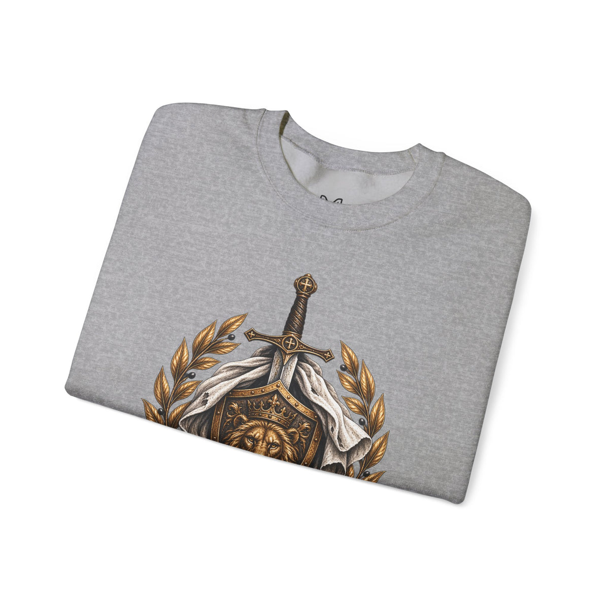 Crewneck Sweatshirt — 'Refuge' Lion & Sword Psalm 91:4 Christian Pullover