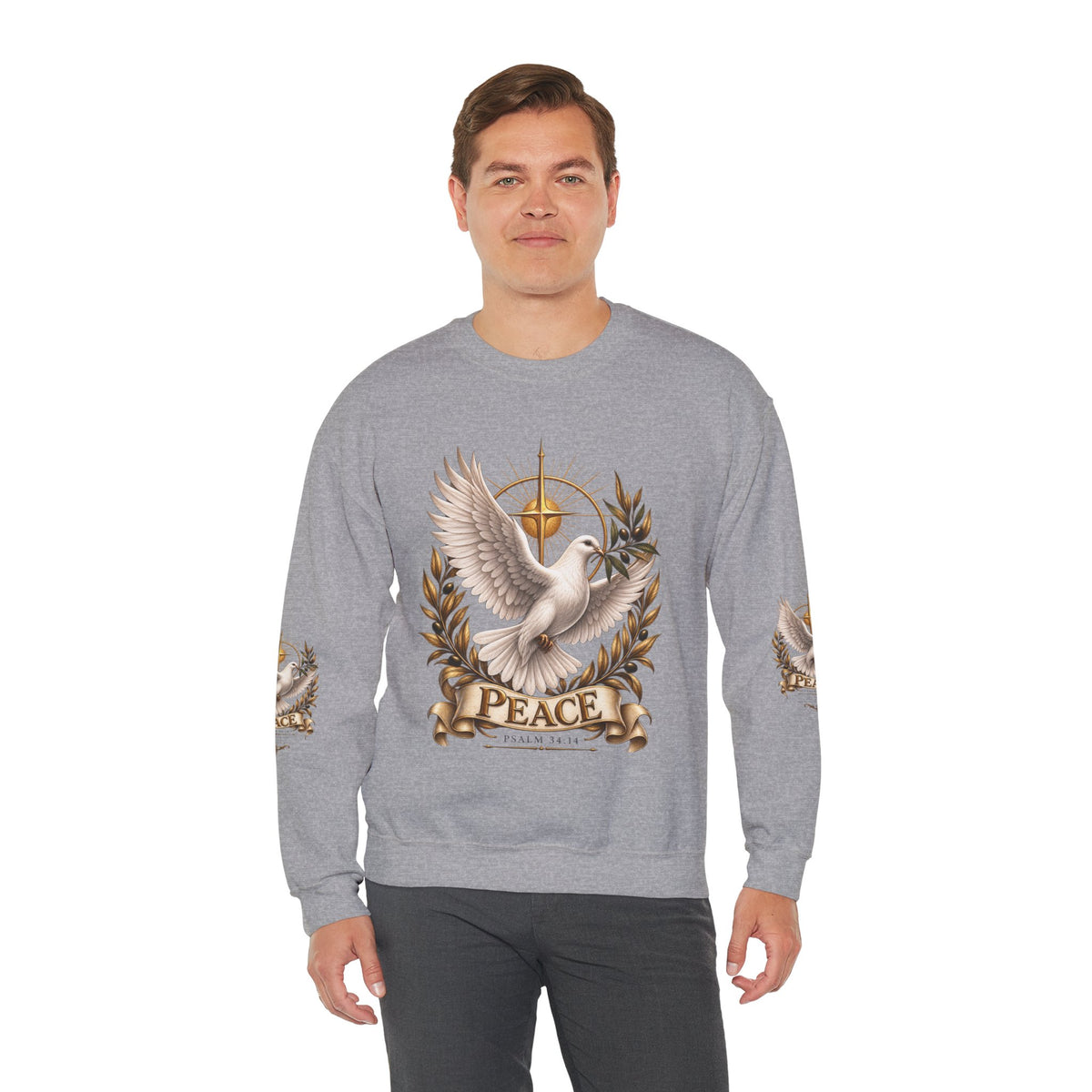 Peace Dove Crewneck Sweatshirt — Religious Christian Dove & Olive Branch Pullover