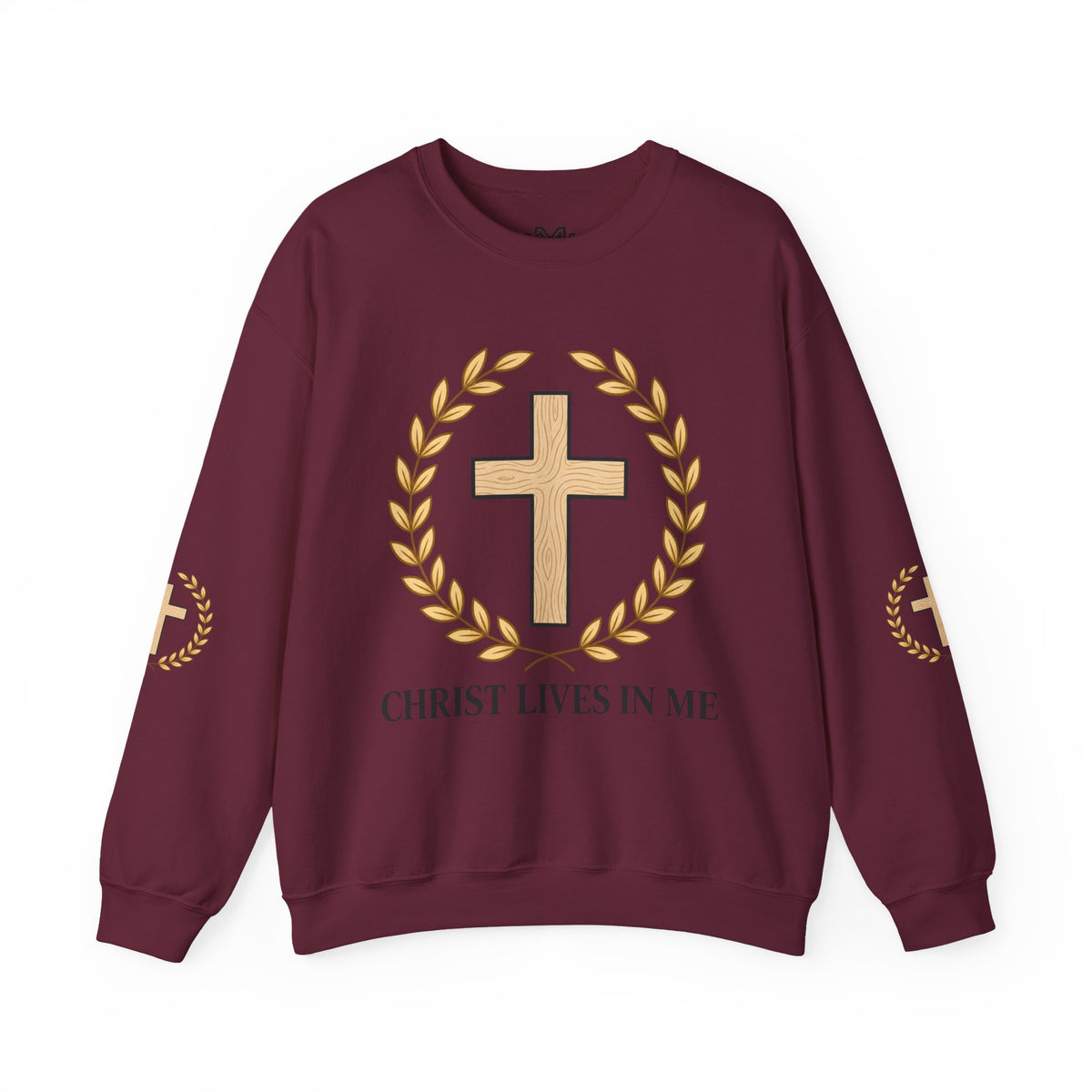 Christian Cross Crewneck Sweatshirt – "Christ Lives in Me" Religious Pullover