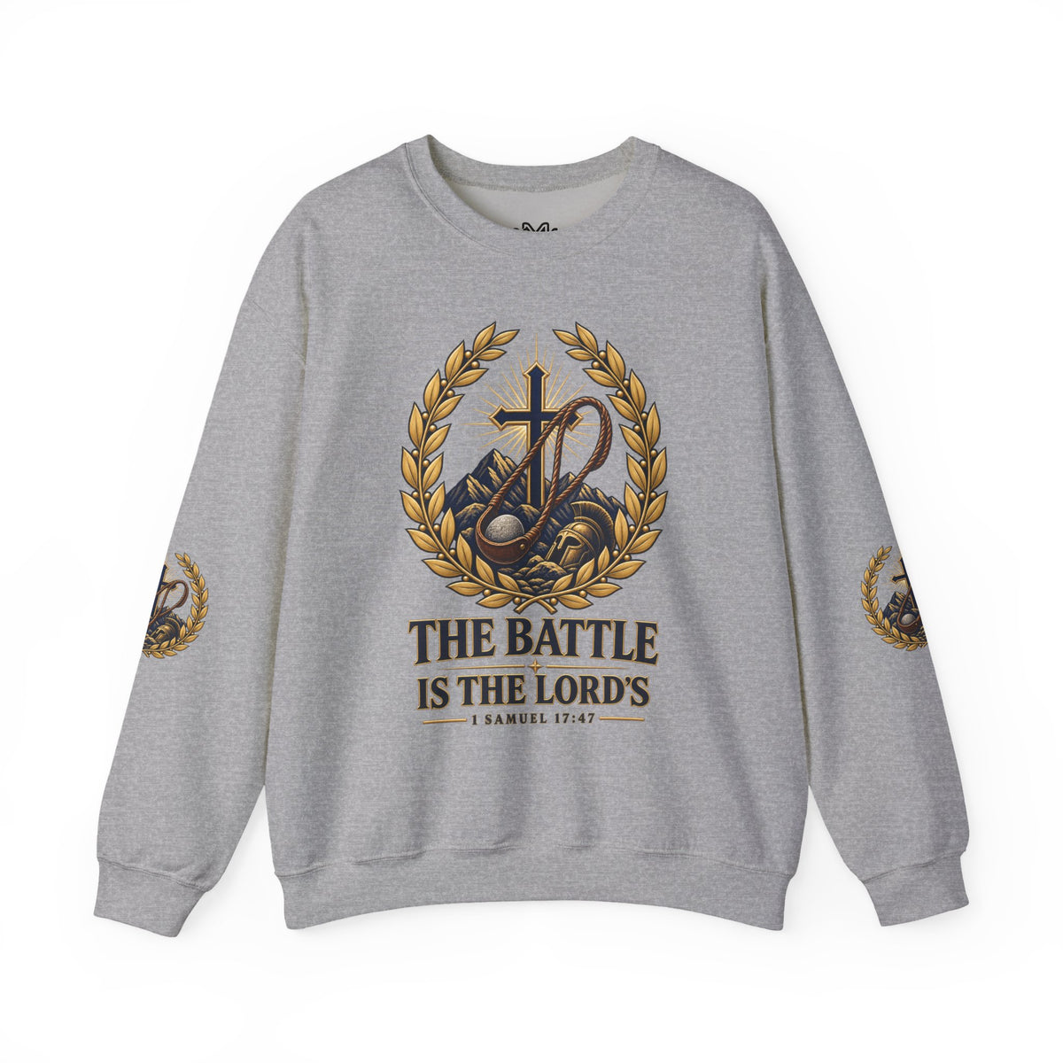 Religious Crewneck Sweatshirt — "The Battle Is The Lord's" (1 Samuel 17:47)