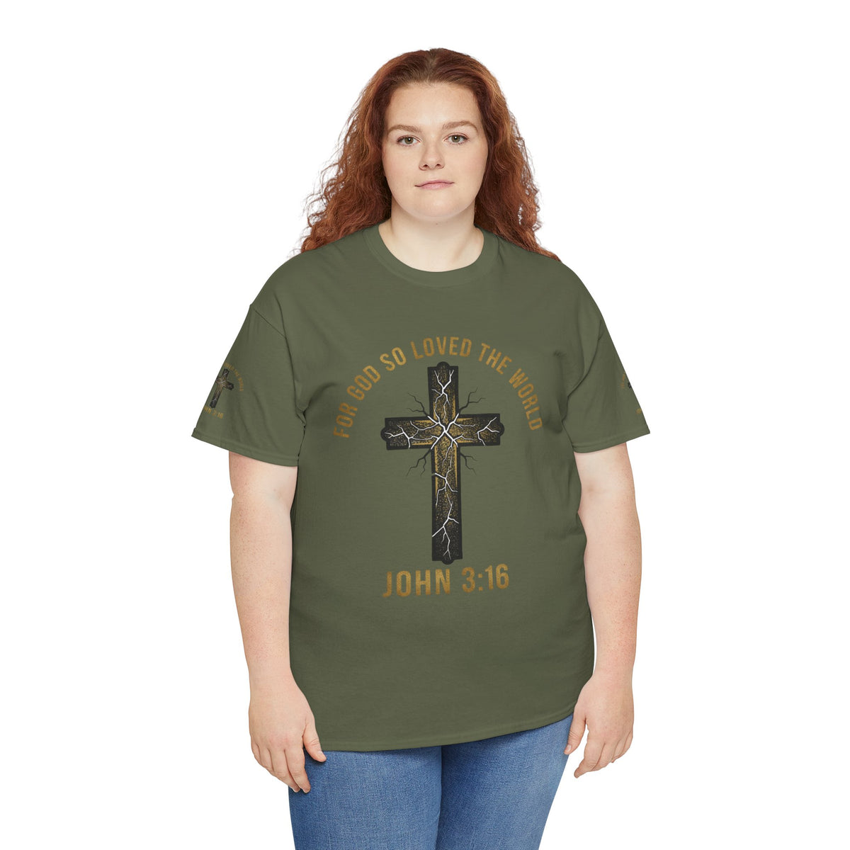 John 3:16 Cross T-Shirt — "For God So Loved the World" Christian Tee