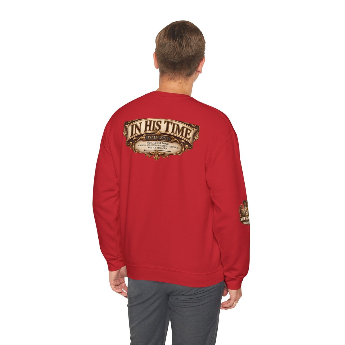 In His Time Crewneck Sweatshirt – Inspirational Christian Scripture Hourglass Design