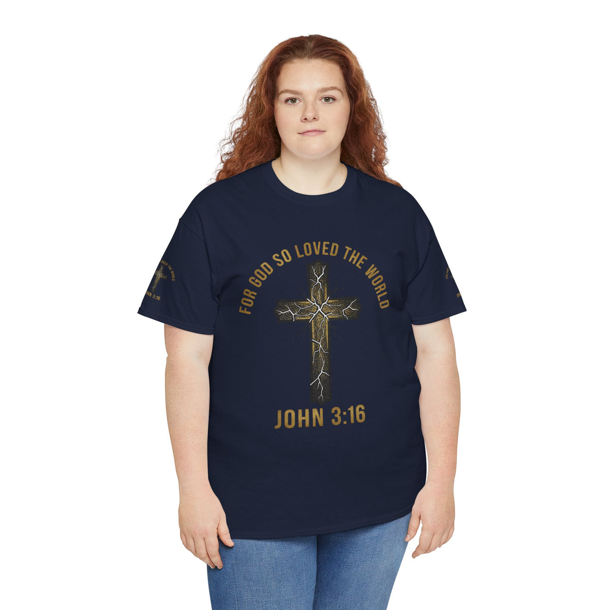 John 3:16 Cross T-Shirt — "For God So Loved the World" Christian Tee