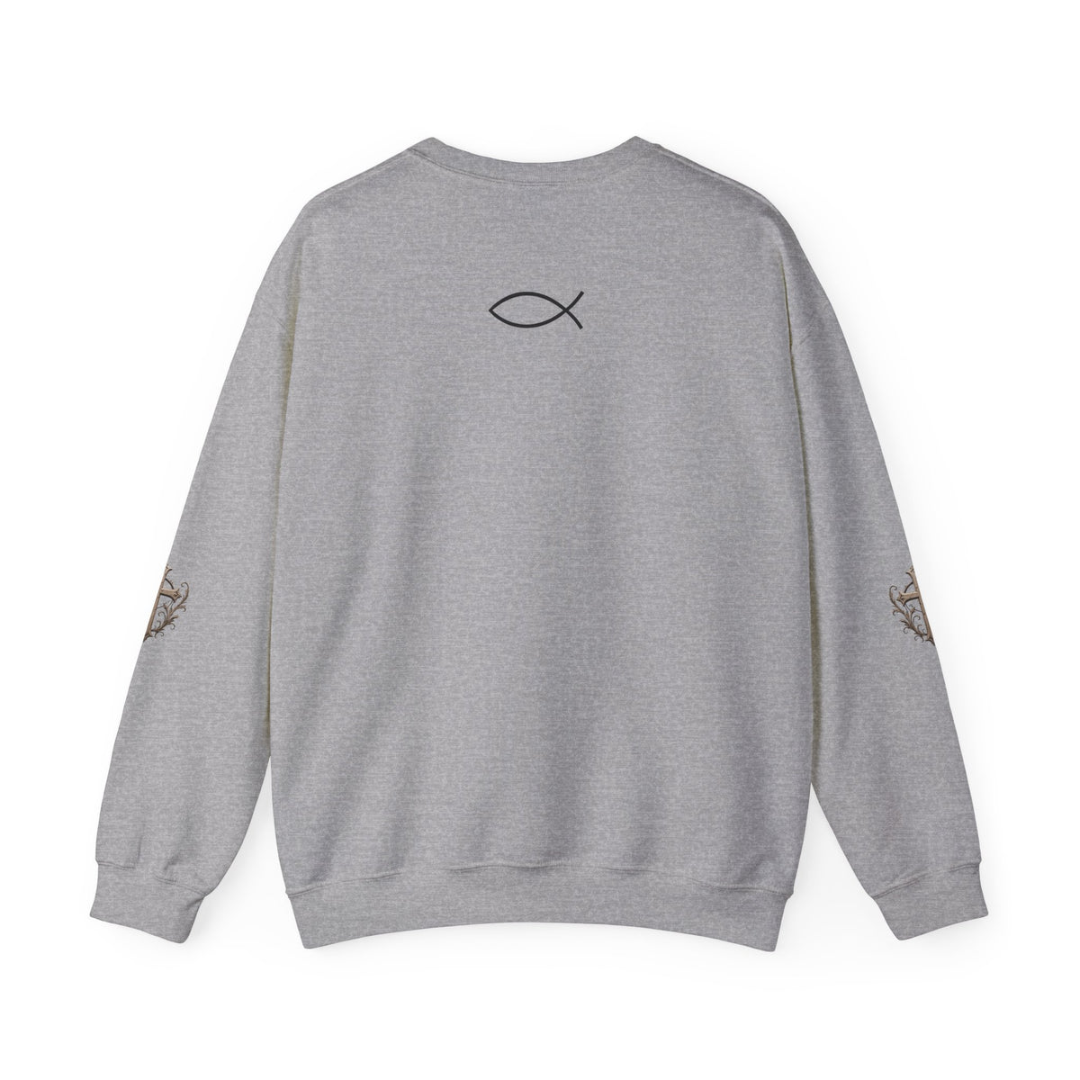 Lion of Judah Sweatshirt — Christian Lion Crewneck with Crown & Ichthys Back