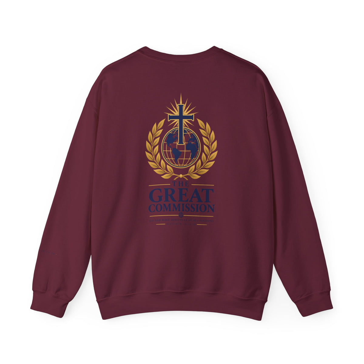 Great Commission Crewneck Sweatshirt — Christian Cross Globe Design