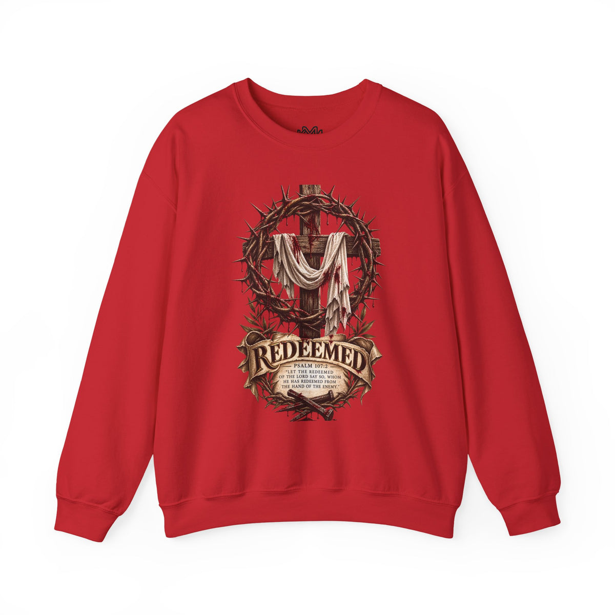 Redeemed Cross Sweatshirt — Christian Faith Crewneck (crown of thorns design)
