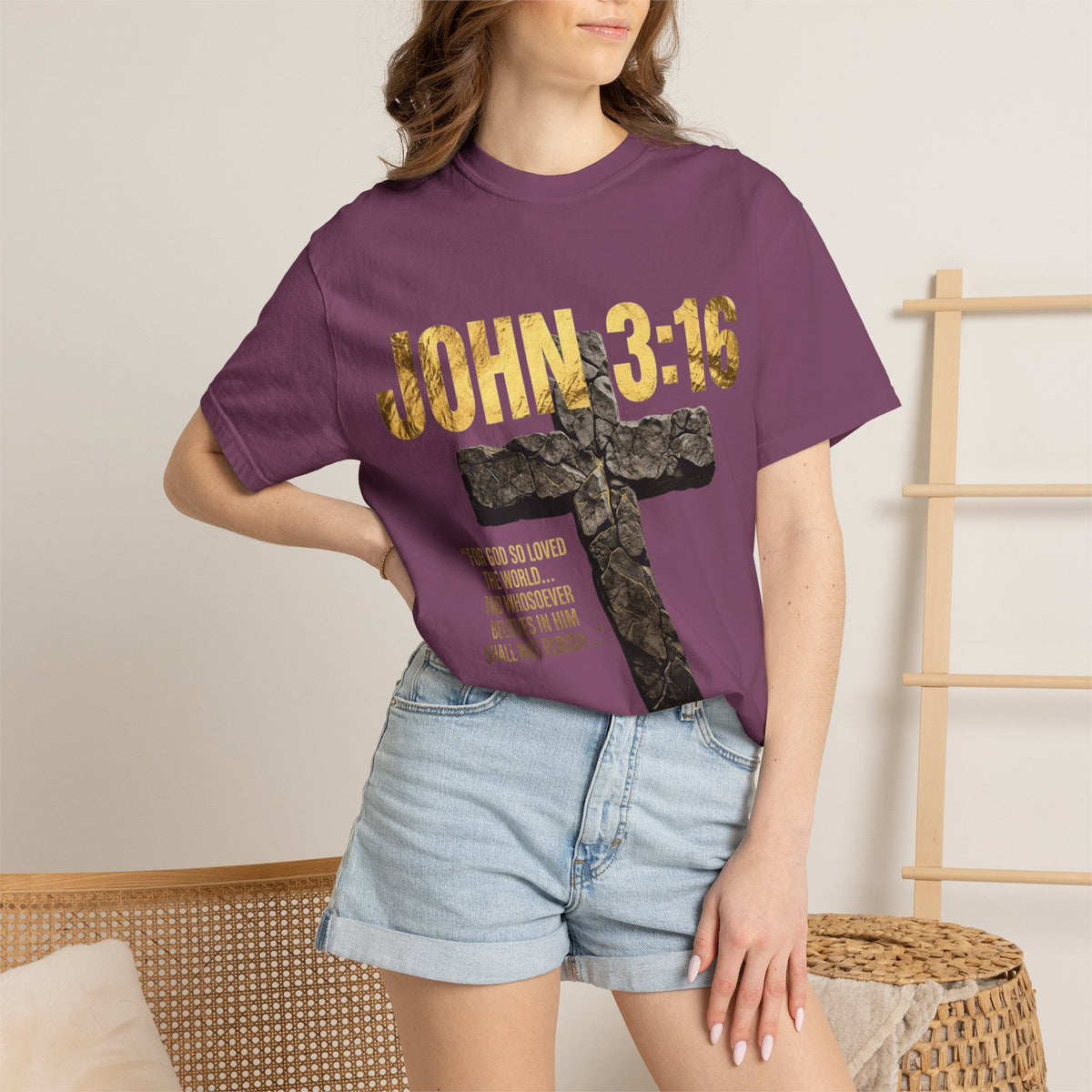 John 3:16 Cross T-Shirt — Christian Faith Scripture Tee