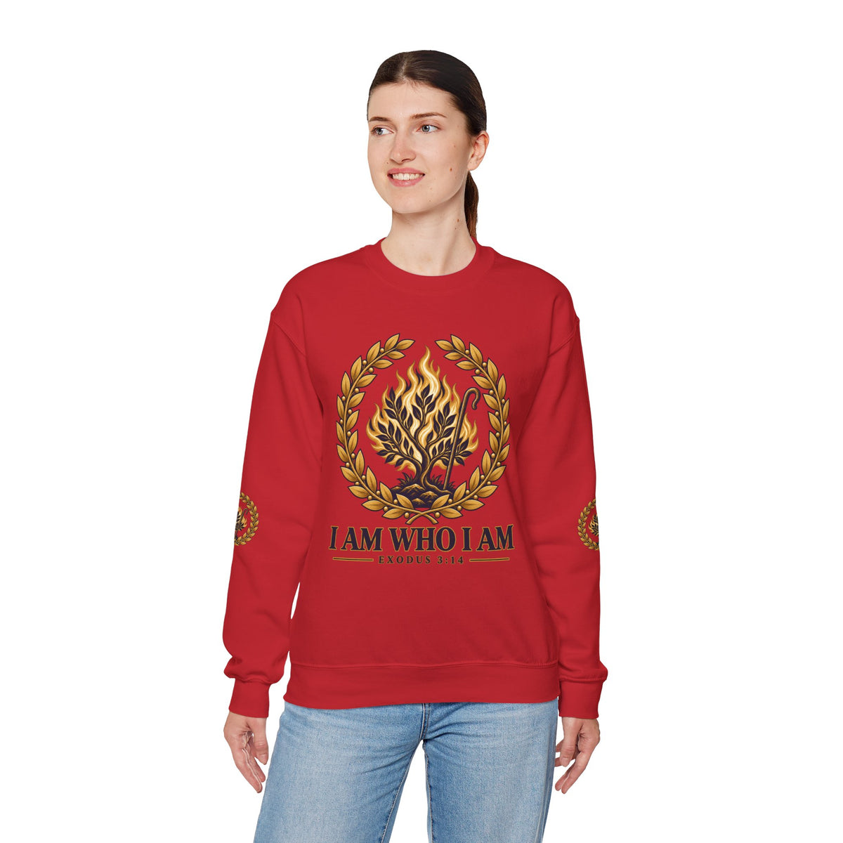 Crewneck Sweatshirt — "I Am Who I Am" Exodus 3:14 Inspirational Pullover