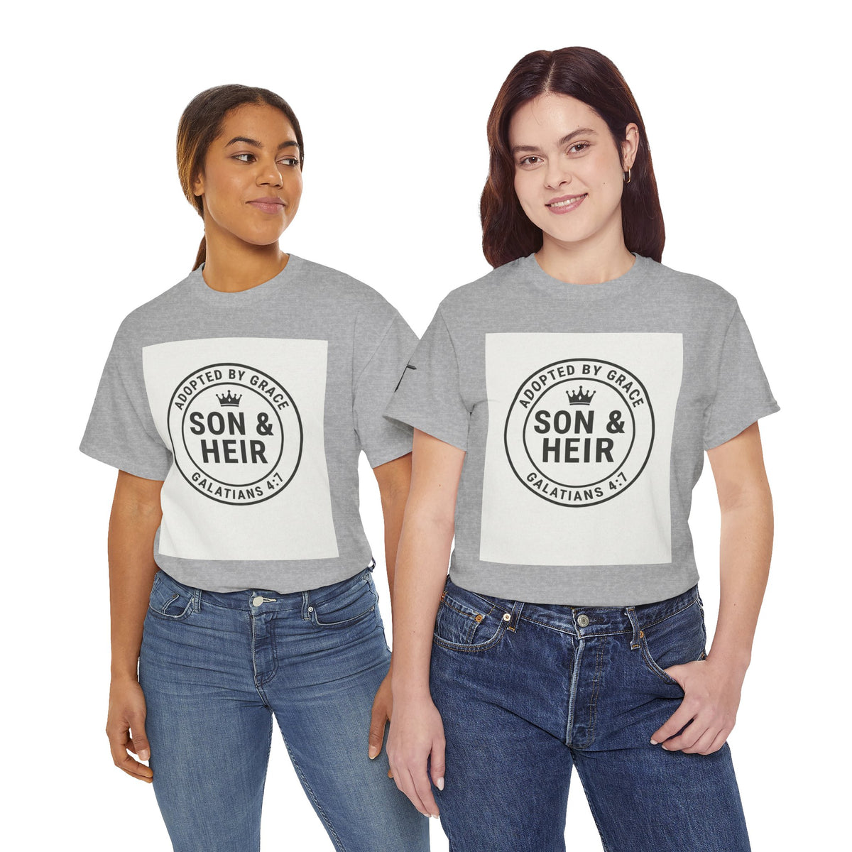 Christian Son & Heir T-Shirt — 'Adopted by Grace' Faith Tee with Jesus Prayer Design