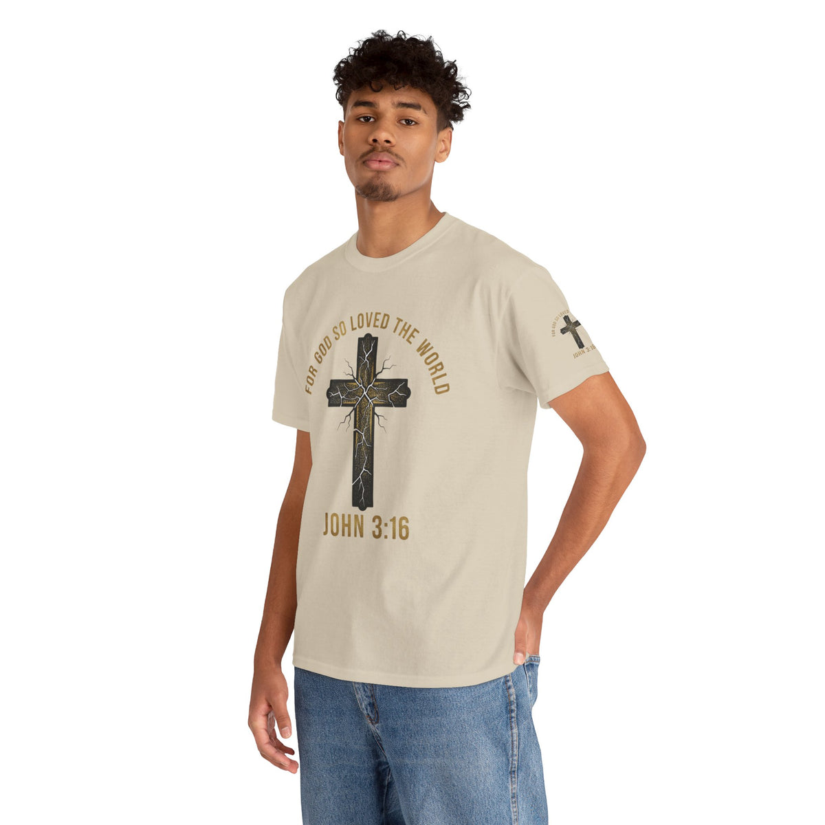 John 3:16 Cross T-Shirt — "For God So Loved the World" Christian Tee
