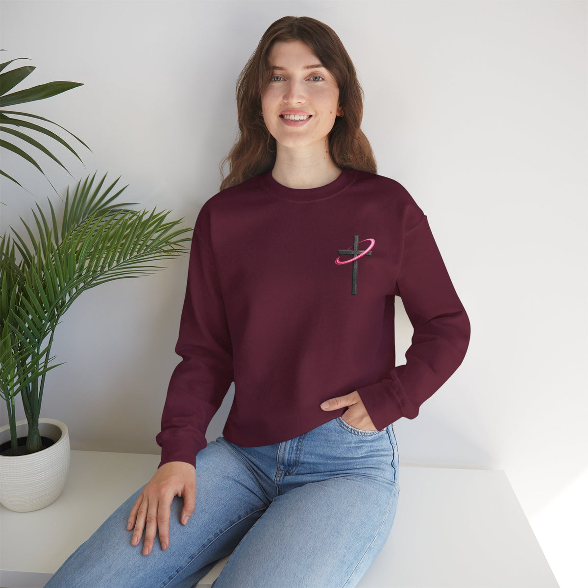 Christian Crewneck Sweatshirt — “With God All Things Are Possible” Inspirational Pullover