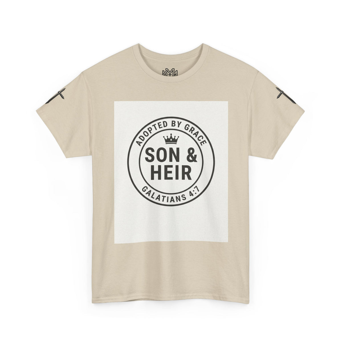 Christian Son & Heir T-Shirt — 'Adopted by Grace' Faith Tee with Jesus Prayer Design