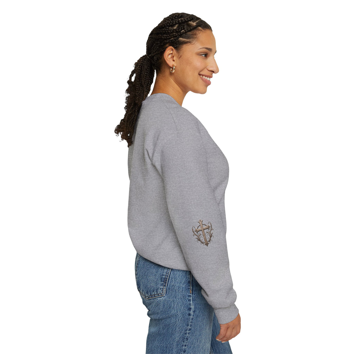 Lion of Judah Sweatshirt — Christian Lion Crewneck with Crown & Ichthys Back