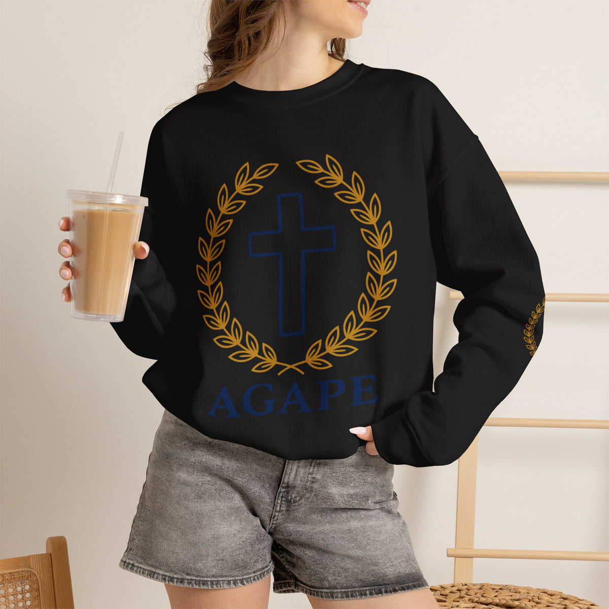 Agape Cross Crewneck Sweatshirt — Christian Faith Pullover