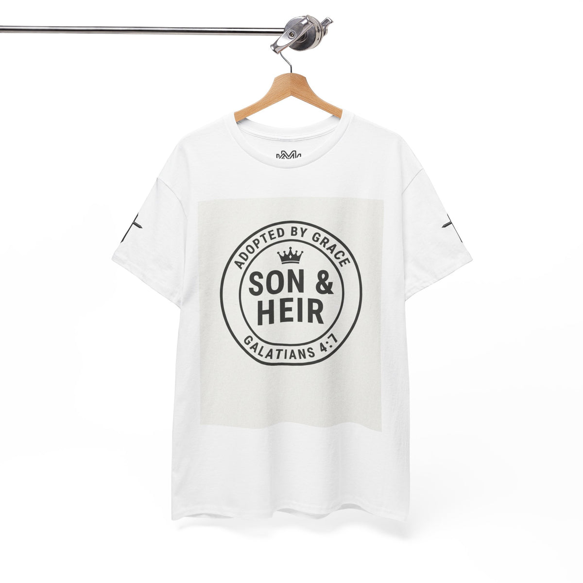 Christian Son & Heir T-Shirt — 'Adopted by Grace' Faith Tee with Jesus Prayer Design