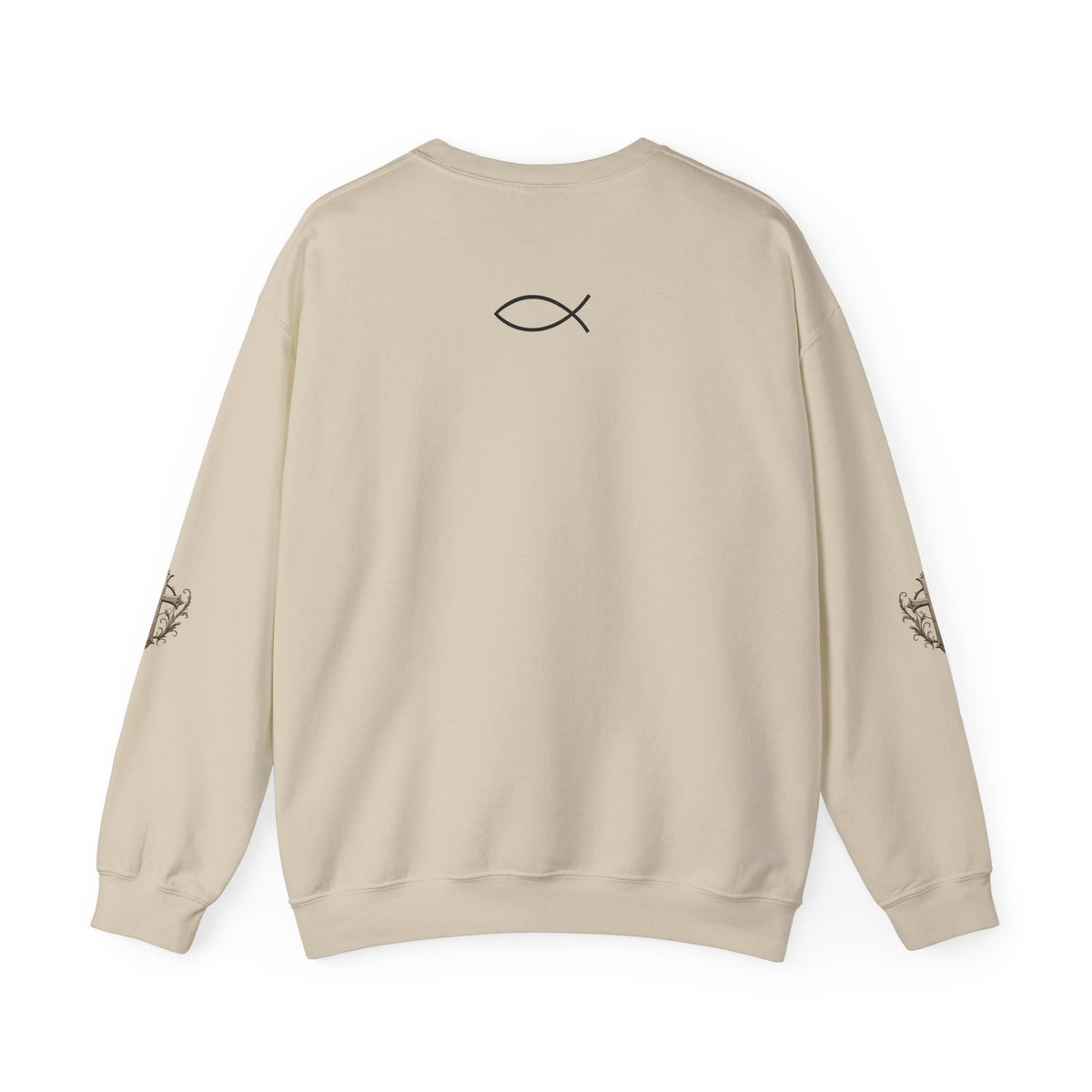 Lion of Judah Sweatshirt — Christian Lion Crewneck with Crown & Ichthys Back