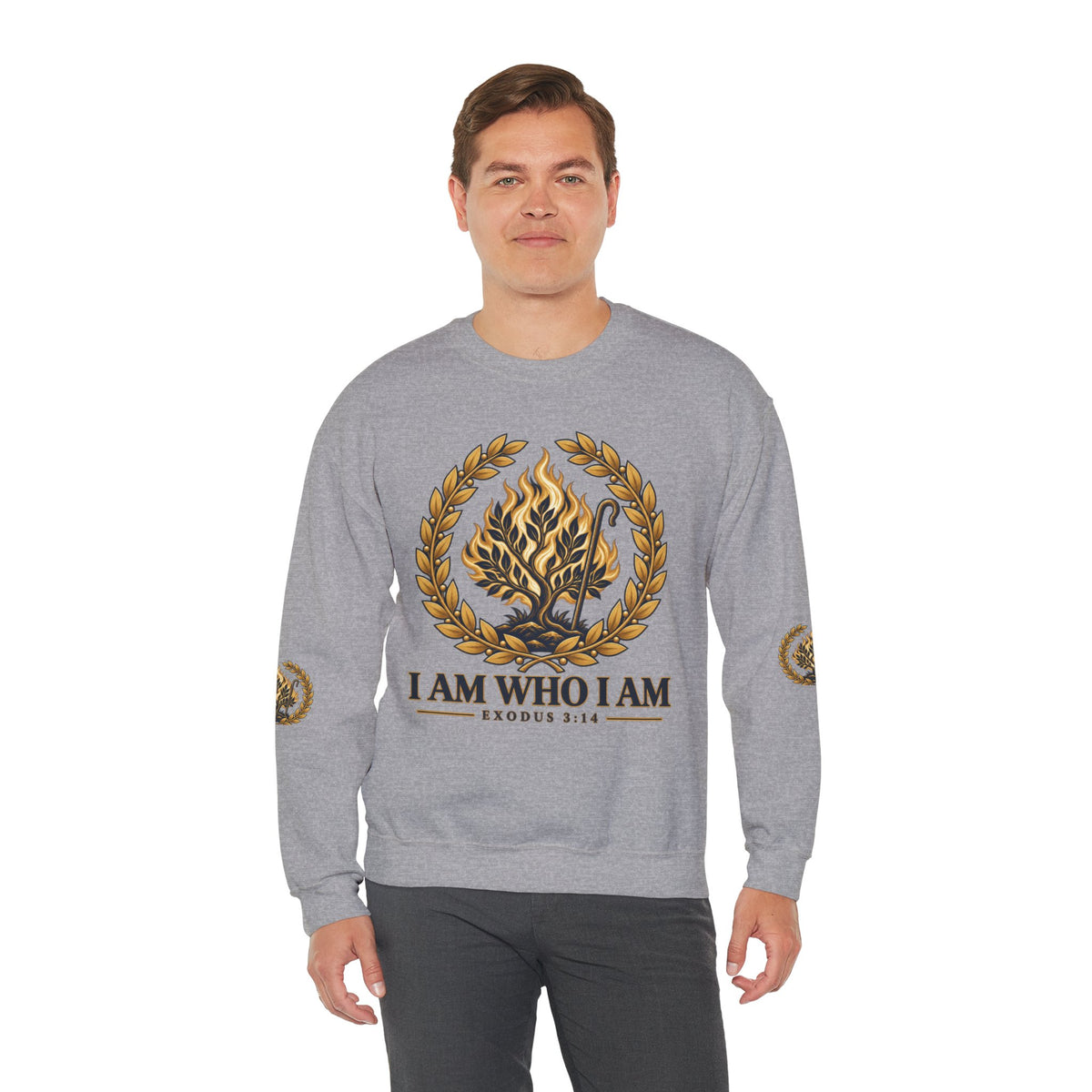 Crewneck Sweatshirt — "I Am Who I Am" Exodus 3:14 Inspirational Pullover