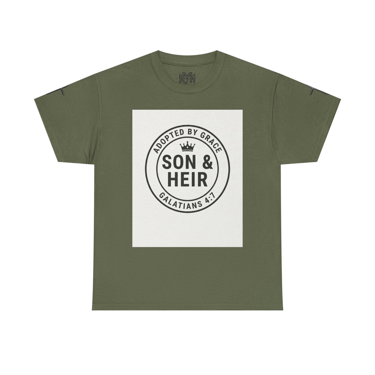 Christian Son & Heir T-Shirt — 'Adopted by Grace' Faith Tee with Jesus Prayer Design