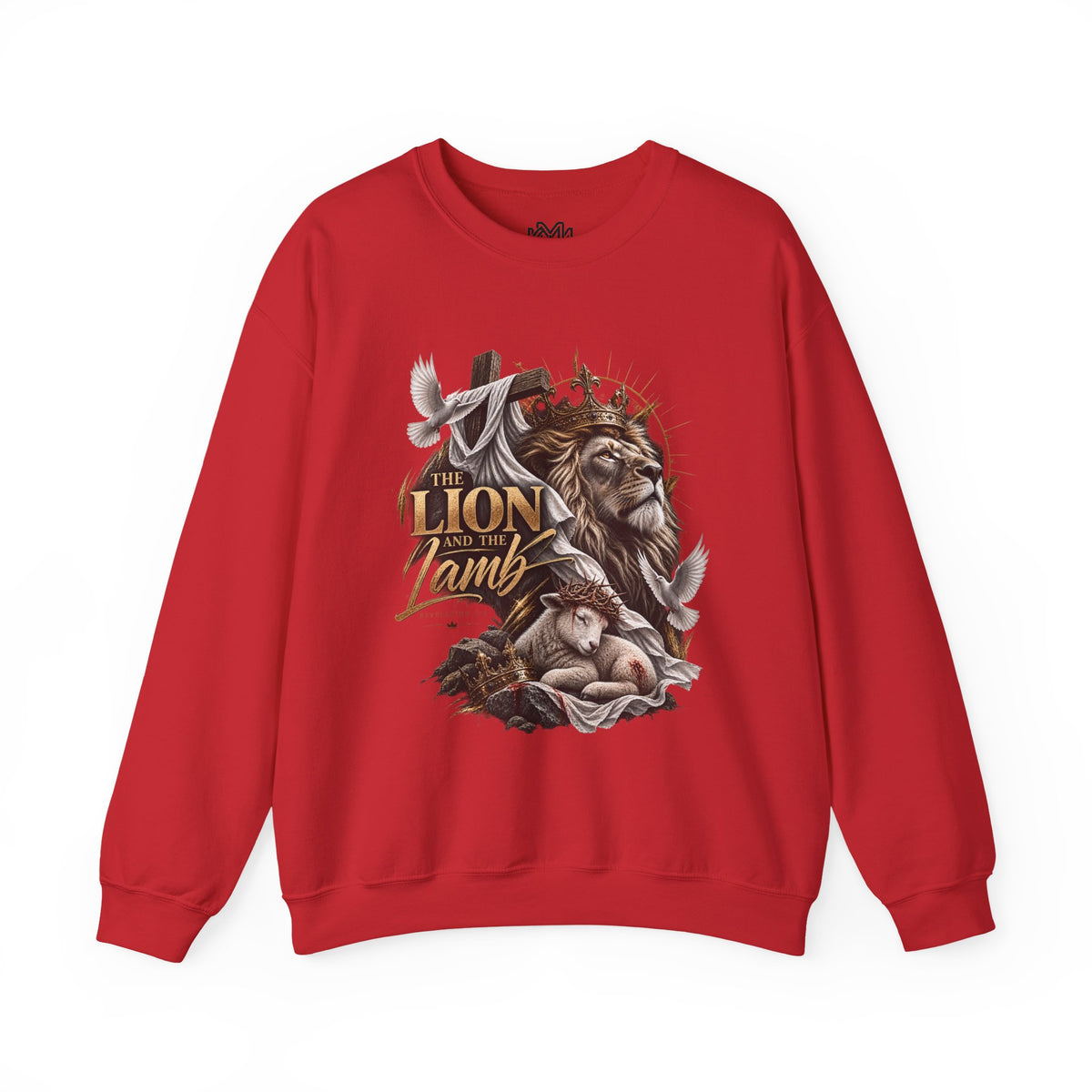 Lion and Lamb Crewneck Sweatshirt — "The Lion and the Lamb" Christian Graphic Pullover