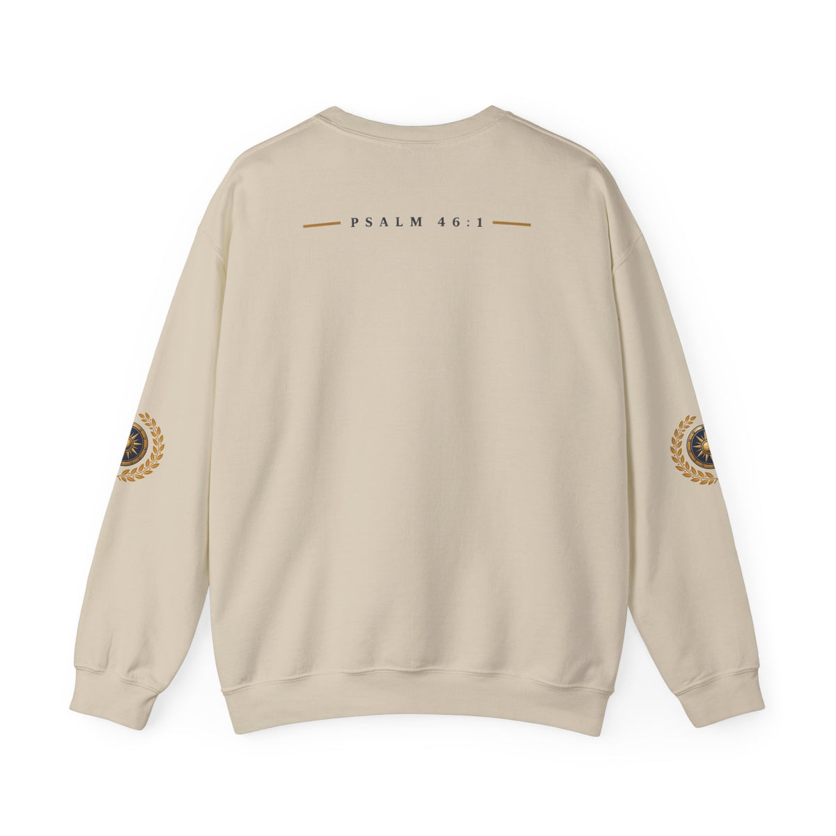 Crewneck Sweatshirt — “God Is Our Refuge and Strength” Psalm 46:1 Christian Faith Pullover